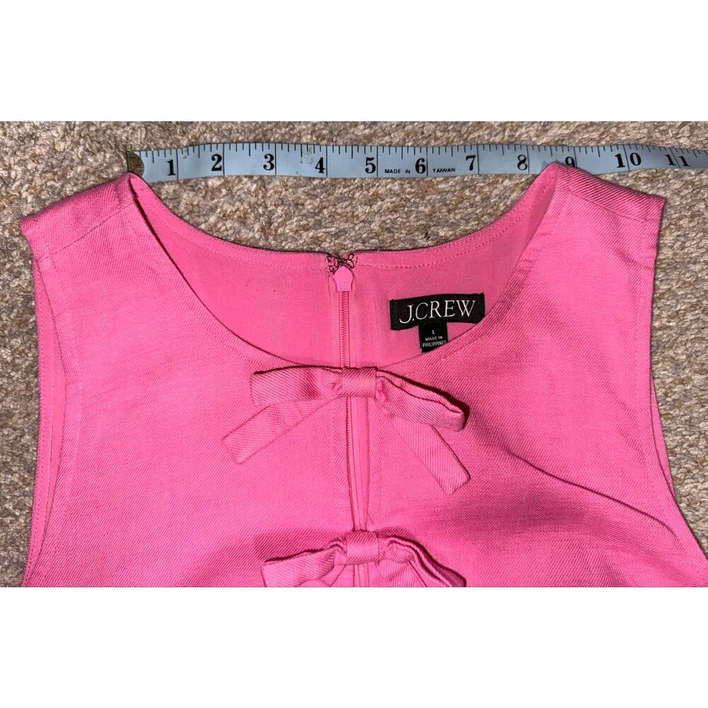 J.Crew Re-Imagined Pink Linen Blend Bow Front Shift Dress Woman’s Size Large - Picture 16 of 16